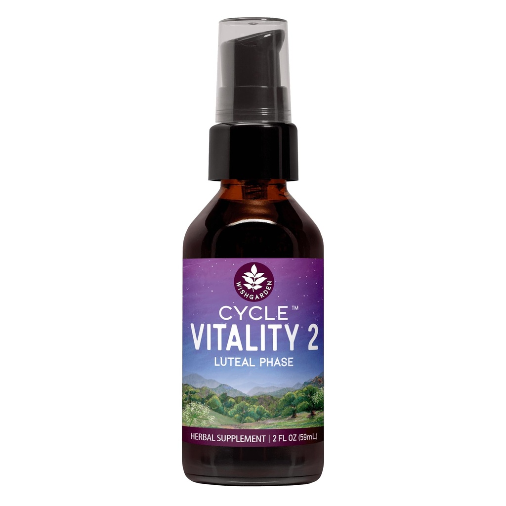 WishGarden Herbs Cycle Vitalitas 2 Luteal Fase - Pembangunan berbasis Progesterone Tambahan dengan Wild Yam & Vitex Chasteberry Support Heally Cycles, Fertility & Healthy Progesterone Levels, 2oz