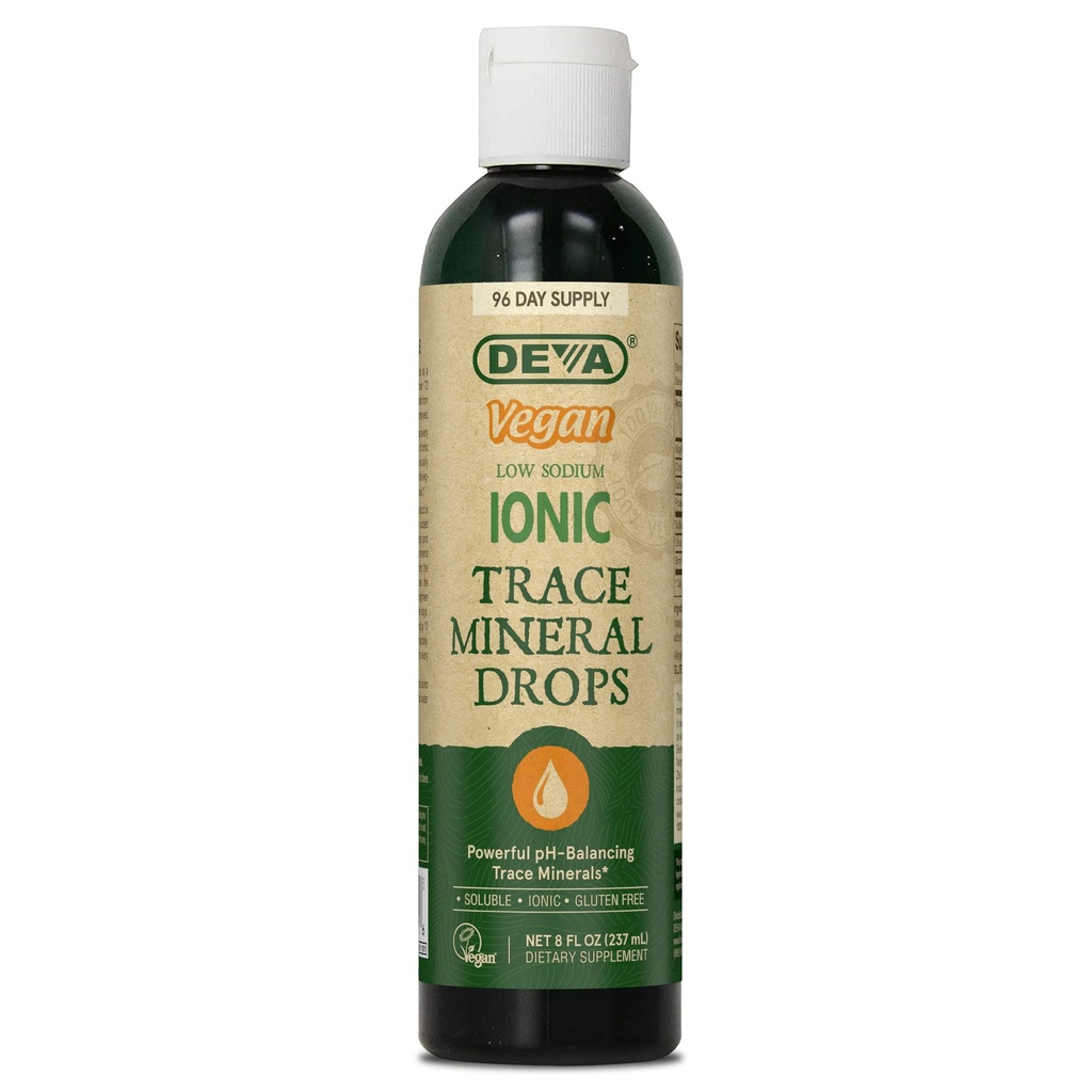 Deva Vegan Ionic Trace Mineral Drops, Sodium rendah, pH Balancing, Supply 96-Day, 8 Fl Oz