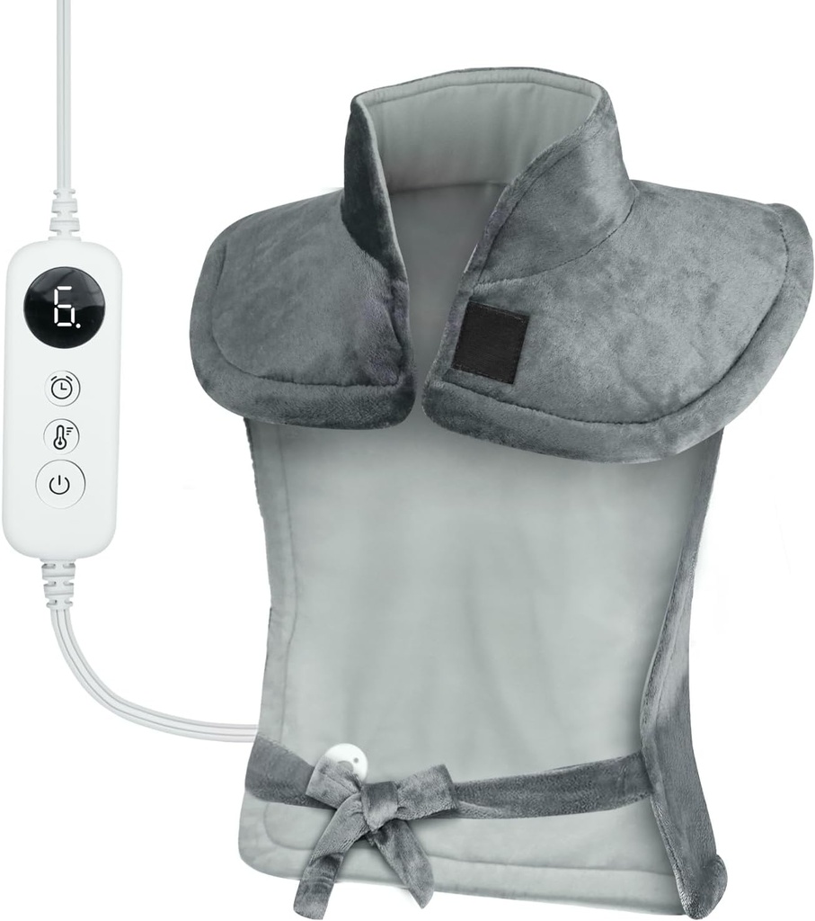 Haeating Pad untuk Relief Back Pain Weighted Heating Pad untuk Neck dan Punch Cramps 6 Heat Settings 6 Timers Auto Off Birthday Gifts ForWomen Mom Dad EtL Cerdened Gray