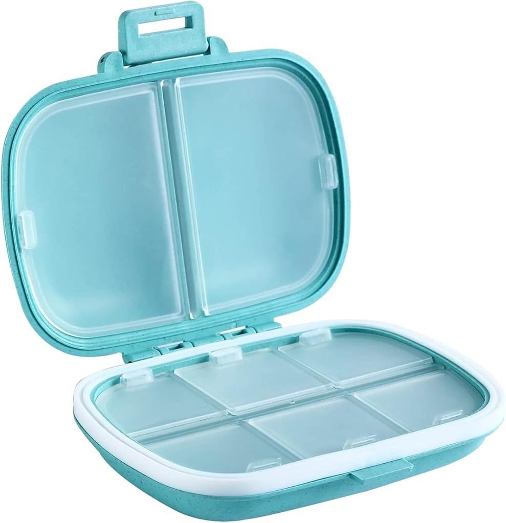 Holi Travel Pill Organizer, 8 Comparts Portable Pill Case, Daily Pill Box to Hold Vitamin, Little Pill Container for Pocket Purse Medicine Organizer