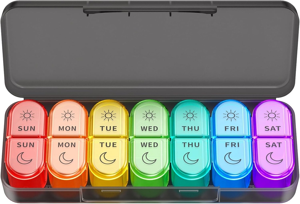 Weekly Pill Organizer 2 Times sehari - AM PM Pill Organizer dengan 7 Daily Comment