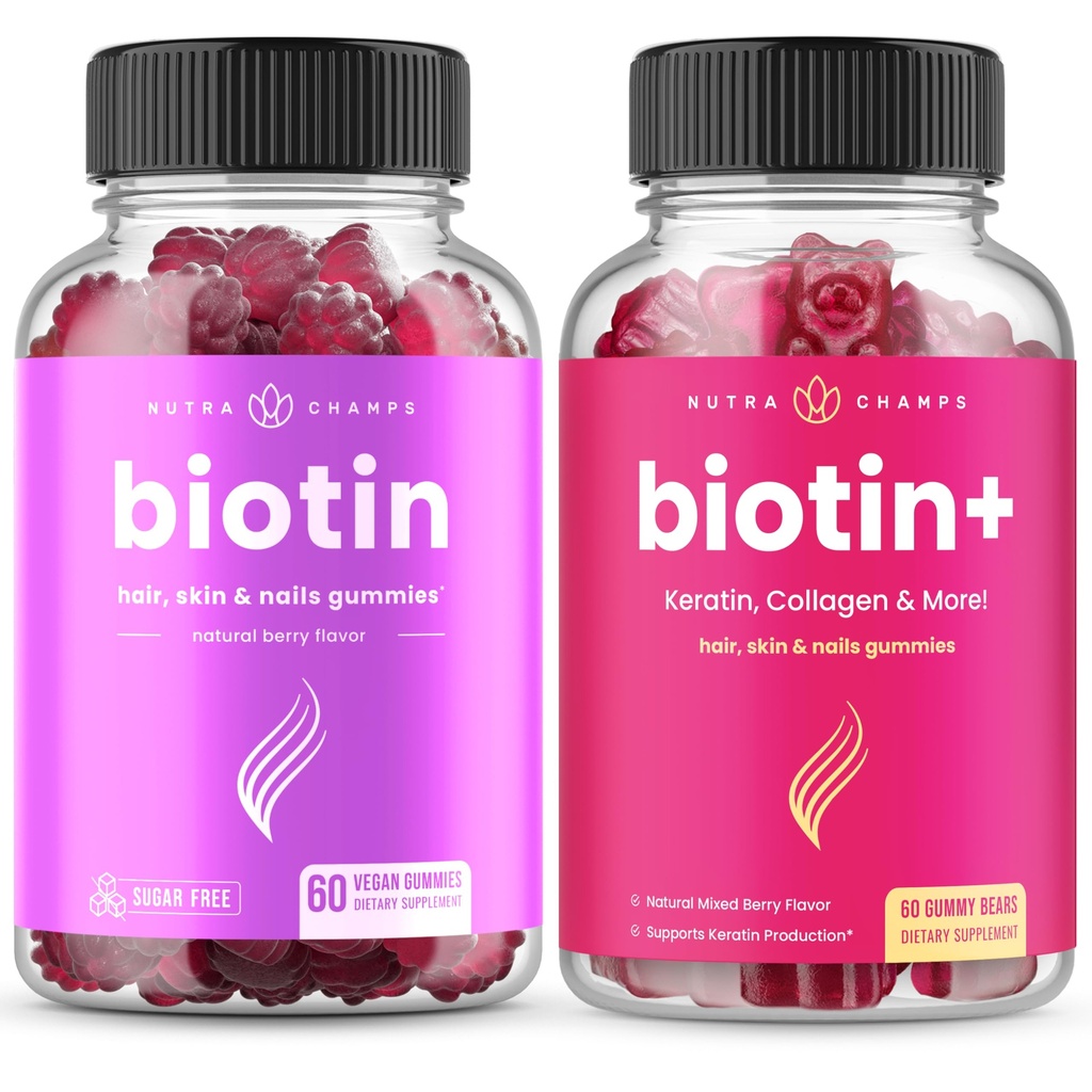 NutraChamps Complete Biotin Bundle for Hair, Skin & Nails. Biotin & Biotin +