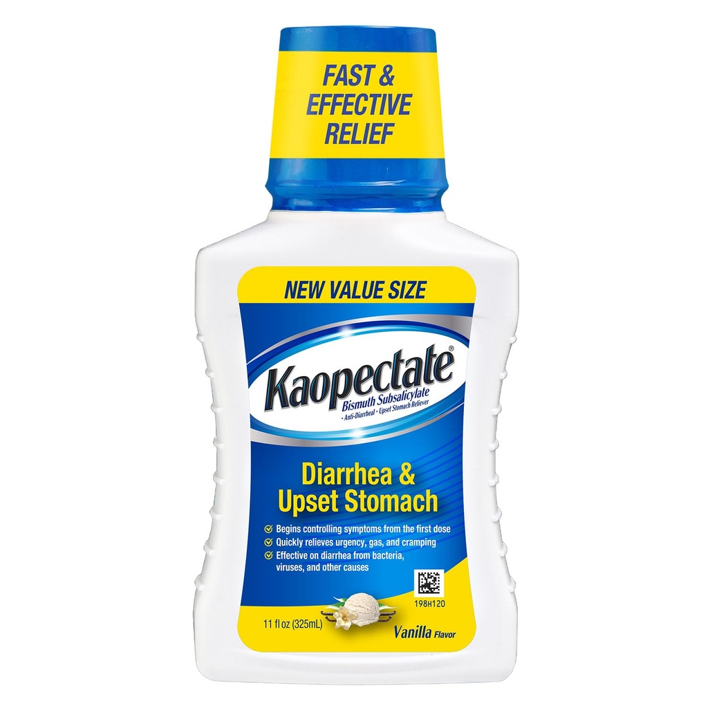Kaopectate Vanilla Multi- Symptom - Diare Medication for Adults with Bismuth Subsalicylate, Anti- Diare Medicine for Stodach Relief - 11oz