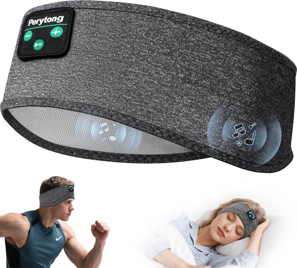 Ponsel Tidur Perytong, Headband Bluetooth Olahraga dengan Ultra- Thin HD Speakers Sempurna untuk Sleep, Workout, Jogging, Yoga, Insomnia, Perjalanan Udara, Meditation