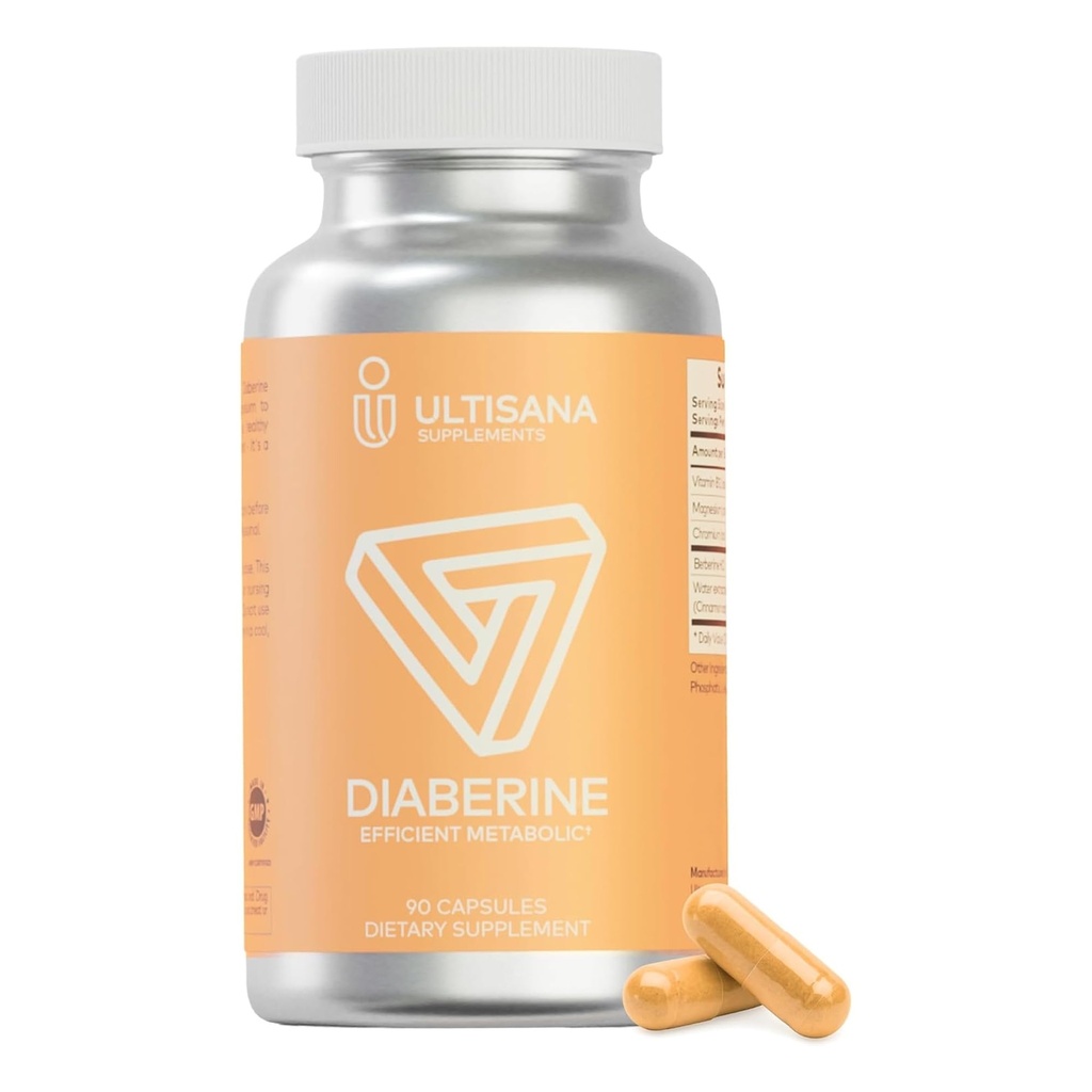 Diaberine Berberine HCL Supplemen; 124; Support Heart Health Boost, Metabolisme & Imune Functions 14; Berberine 500mg dengan Vitamin B12, Magnesium & Chromium 124; Non-GMO & Vegan, 90 Count