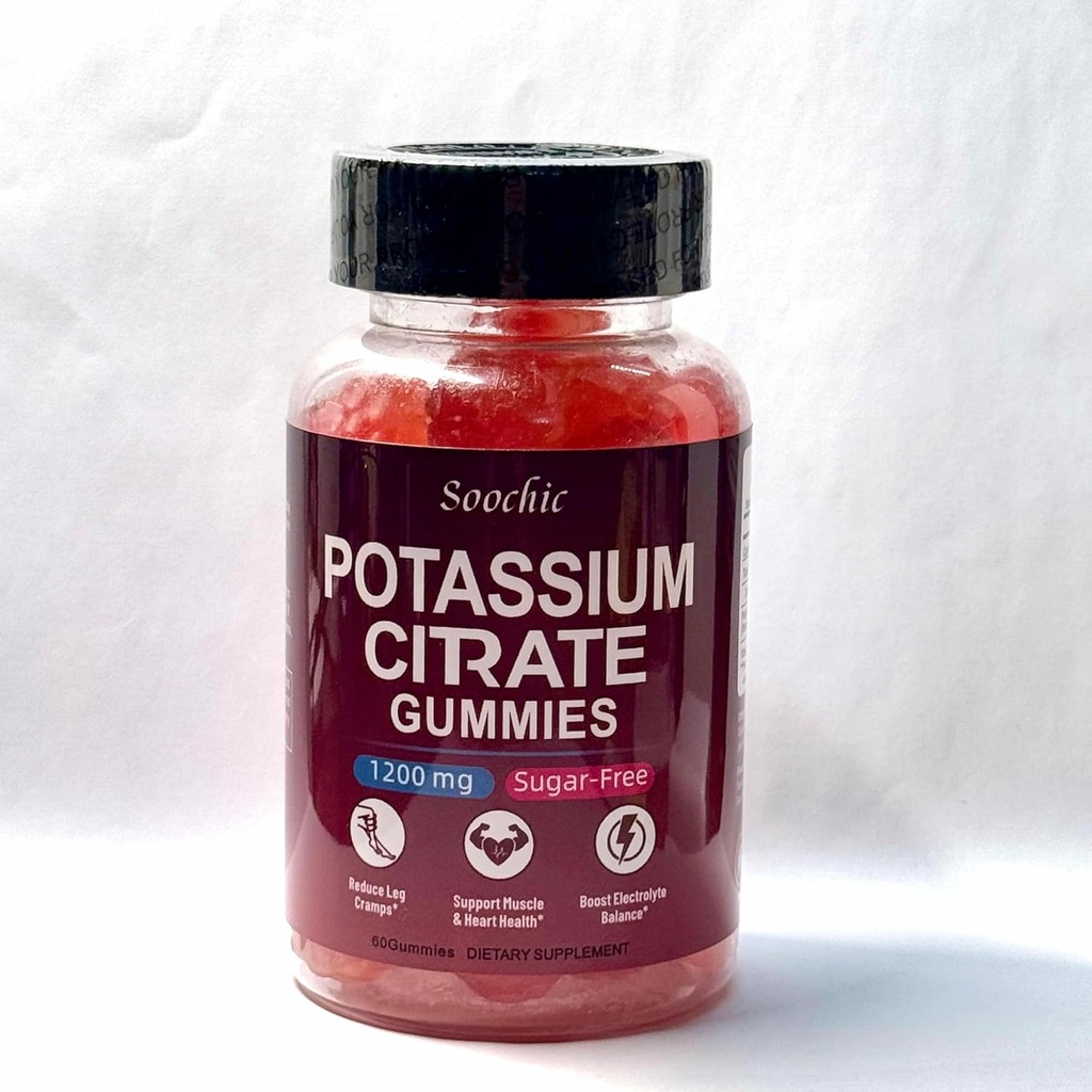 Soochic Potasium Gummies - 1200mg Potasium Citrate for Men & Women - Supports Leg Cramps & Muscle Health