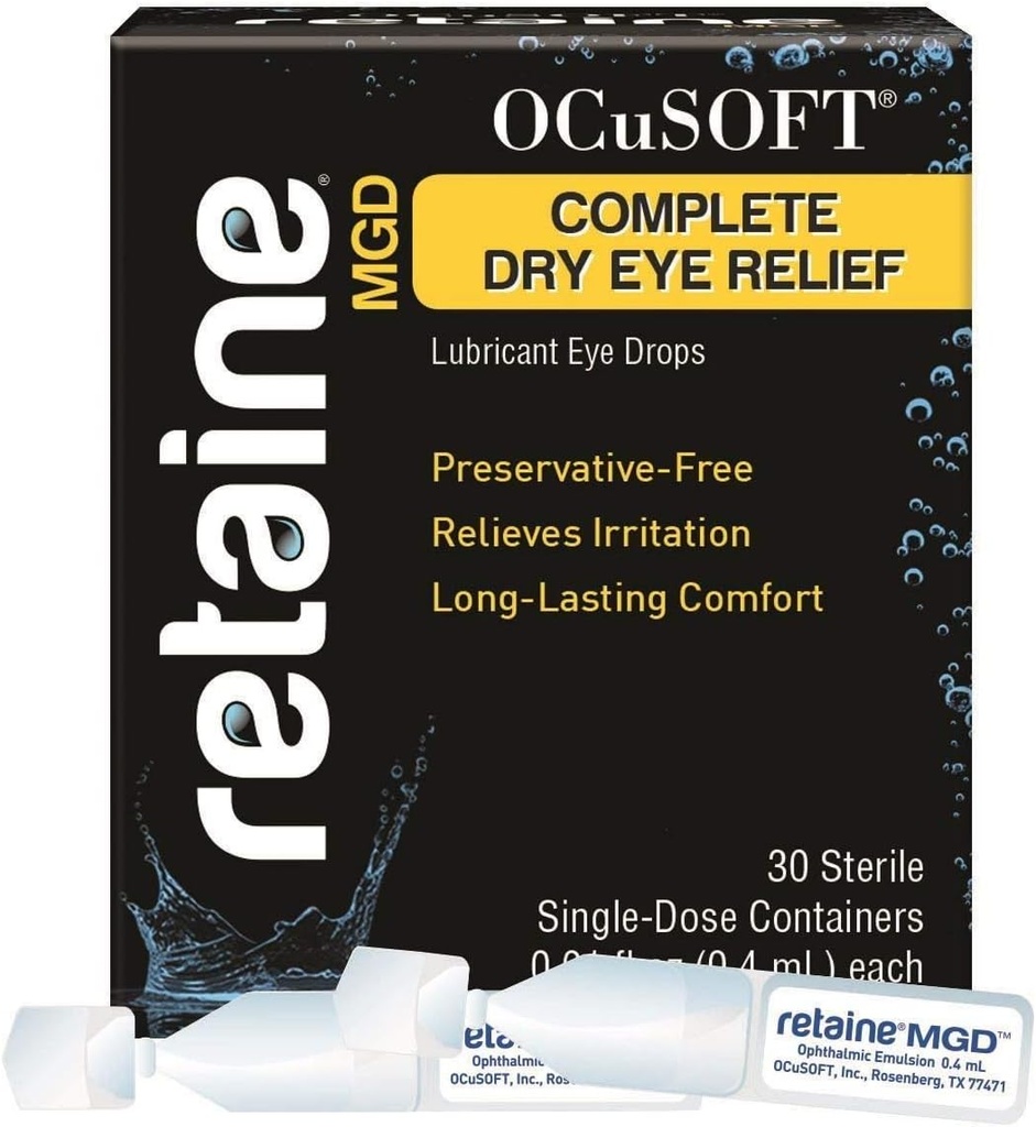 OCuSOFT Retaine MGD Complete Dry Eye Relief Lubricant Eye Drops Single- Dose Containers, 30 Count (Paket 2)