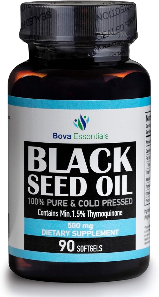 HallalEvery Day Organic Black Seed Oil - USDA Certified Cold Menekan Botol Kaca Lebih dari 1,5% Thymoquinone 3X Kekuatan Turkish Black Cumin Nitiva Non-GMO 100% Murni Blackseed Oil (Capsules)