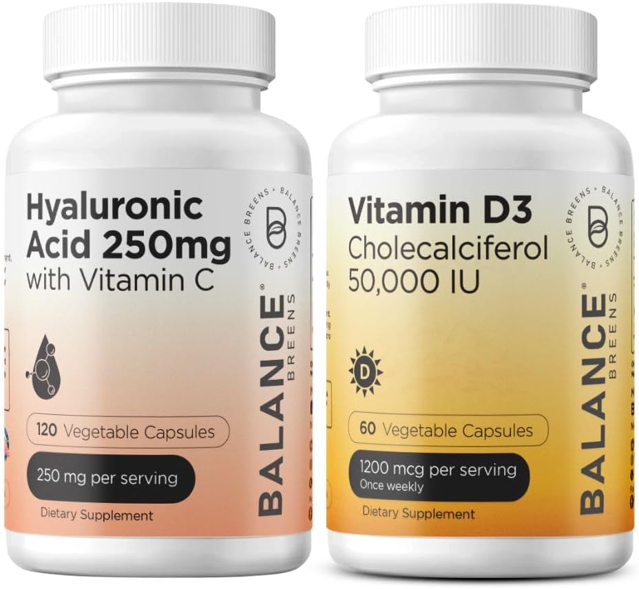 Balancebreens Pure Hyaluronic Acid 250mg dengan Vitamin C 50mg + Vitamin D3 50.000 IU Supplemen Combo