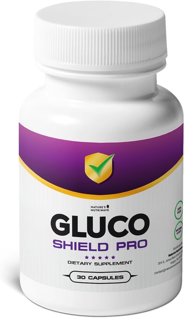GlucoShield Pro - Suplemen Alam dengan Vitamin B1, B2, B6, Magnesium, Zinc & Calcium 124; Non-GMO, Bebas, Easy- toTake 124; Dibuat di AS, GMP- Sertifikasi 124; 30 Kapsul, 1 Bulan Supply