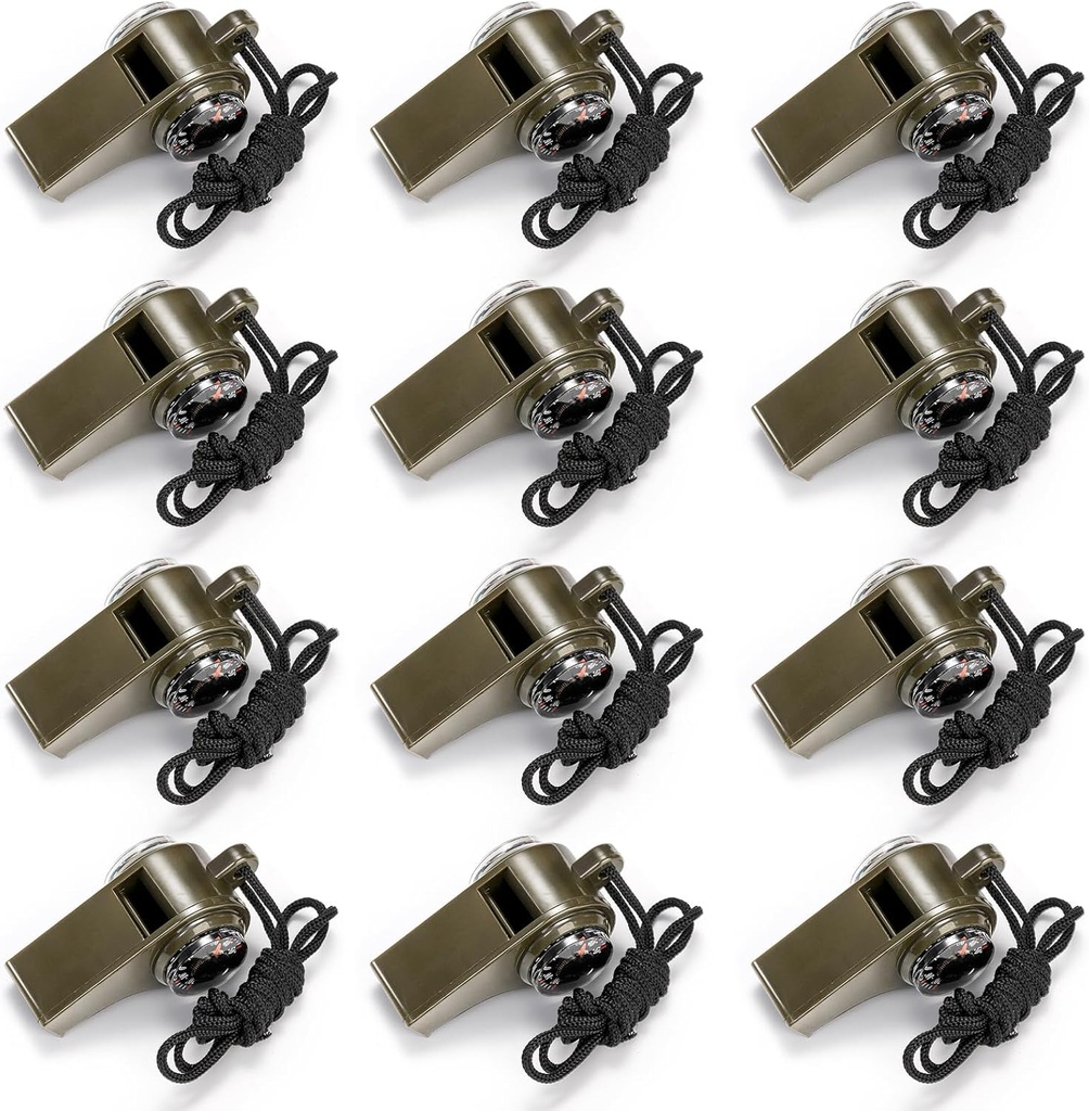 Kingrol 12 Pack Safety Whistles untuk Dewasa, Peluit Darurat Keras dengan Lanyard untuk Boating, Hiking, Camping, dan Climbing