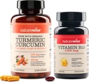 AatureWise Curcumin Turmeric 2250mg & Vitamin B12 100mcg Softgels Gabungan Dukungan Energi Tingkat 60 Count