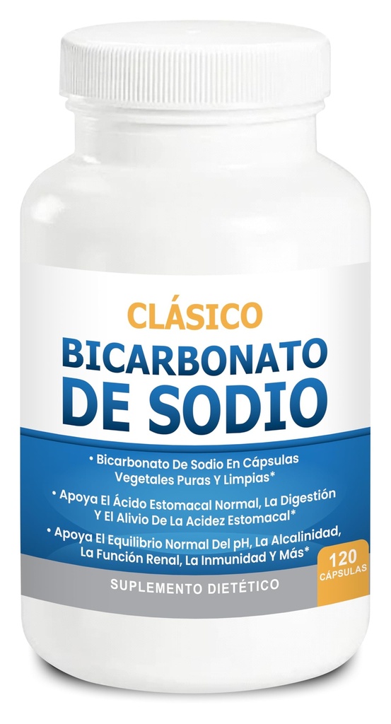 Bikarbonato de Sodio clásico 650 mg USO orgánico Natural Pastilla de bicarbonato de Sodio en polvo Tabletas de bikarbonato de Sodio (cápsulas) Alcalinidad del ácido del estómago 120 cápsulas
