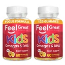 Rasakan Anak Vitamin Besar DHA Gummies dengan Omega 3 6 9, Vitamin C (2- Pack); Pasokan Fungsi Otak Sehat, Vision & Heart Health 124; Gluten Bebas, Vegetarian 124; 60 Gummies