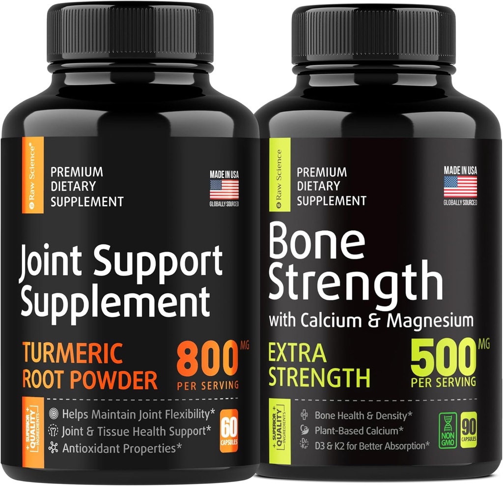 Fortifikasi Bone and Joint - Gabungan & Knee Dukungan Suplemen, Suplemen Kekuatan Tulang - Glucomine Chondroitin MSM 800mg 60pcs dan Calcium Supplemen 500mg 90pcs