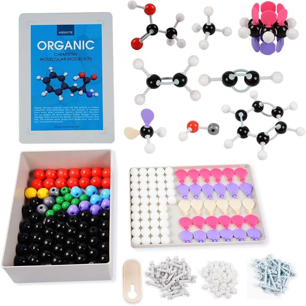 Model Kimia Organik (307 PCS) - Model Molekuler Kimia Armita untuk Guru Mahasiswa dan Pemuda Pendidikan Akademik, Berkemas dengan Atom, Bonds, Elektron Orbital (Berwarna)