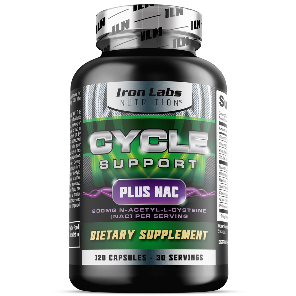 Nutres Iron Labs: Dukungan Siklus Plus NAC (N-Acetyl- L- Cysteine) - Kidney dan Liver Suplemen Dukungan - Pada Dukungan Siklus untuk Pria - N Acetyl L Cysteine dan Milk Thistle (120 Capsules)