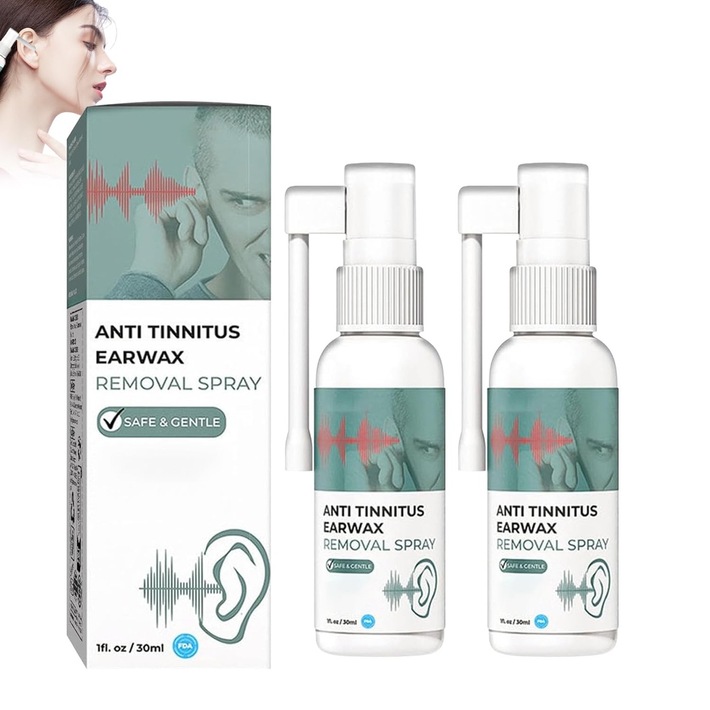Hearing Restoration Spray, AntiTinnitus Earwax Semoval, Earwax Cleaning Spray, Tinnitus Sembah untuk Telinga (2PCS)