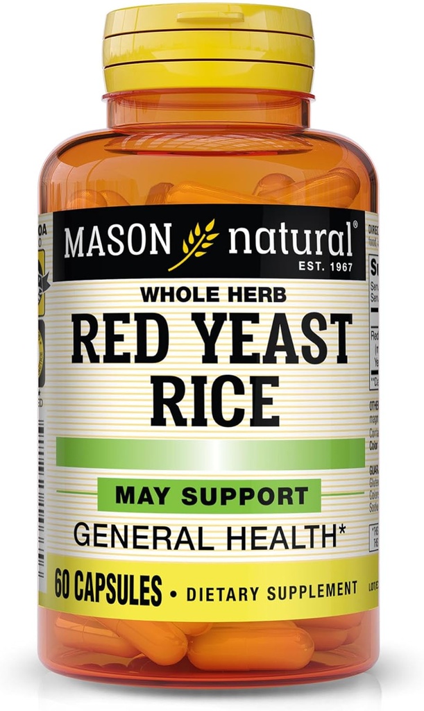 Maston Natural Red Yeast Rice, Support Heart Health Circulation, Herbal Supplemen, 60 Kapsul