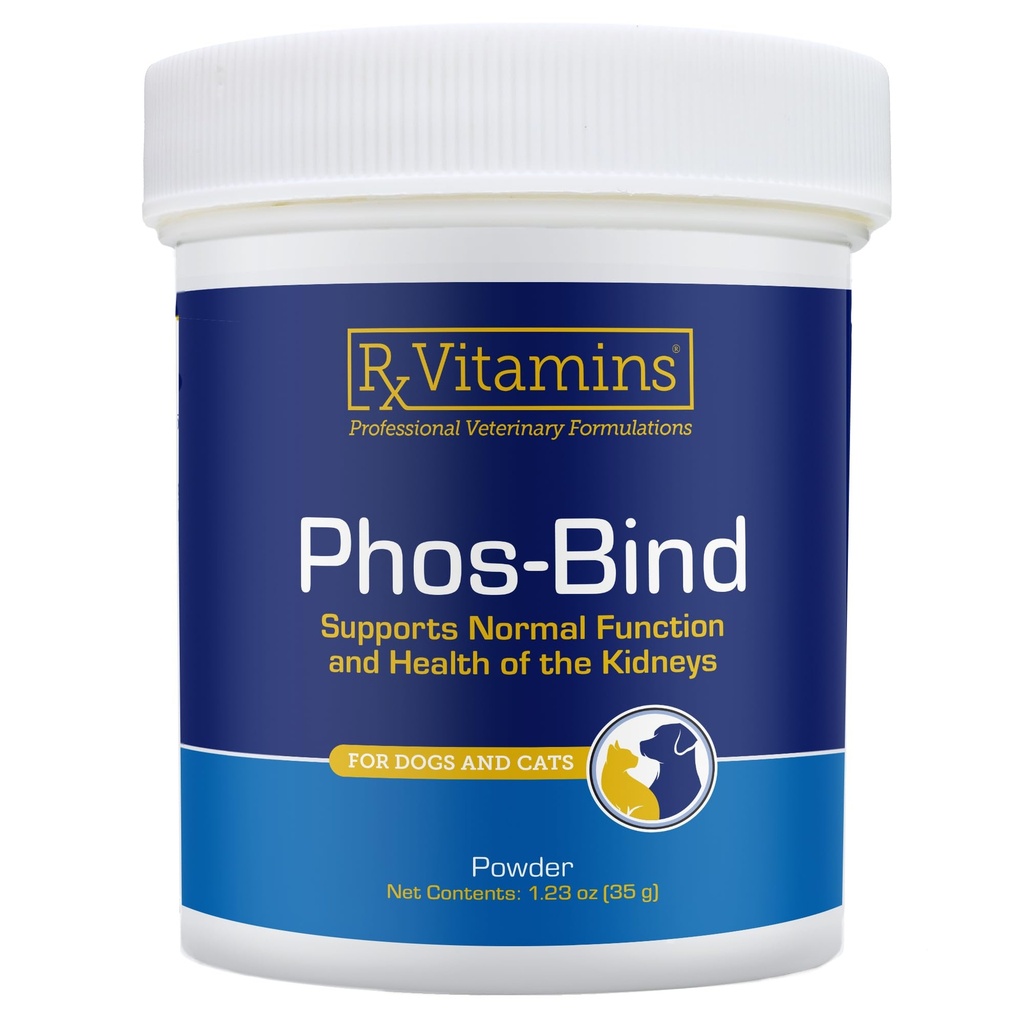 Rx Vitamin Phos- Bind - Ginjal Dukungan Powder - Poshhate Binder untuk Cats & Dogs for Ginjal Kesehatan - Mendukung Normal Ginjal Cleanse dan Essider Ginney Care - 35g