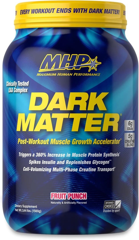 MHP Dark Matter Post Workout, Recovery Akselerator, w / Multi Fase Creatine, Waxy Maizy Carbohydrate, 6g EAA, Fruit Punch, 20 Servings, 55 Oz