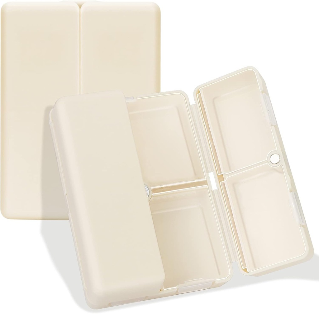 FYY Daily Pill Organizer, 7 Comparts Pill Case Travel Pill Organizer, [Folding Design] Pill Box for Purse Pocket to Hold Vitamin, Cod Liver Oil, Suplemen dan Medication- White