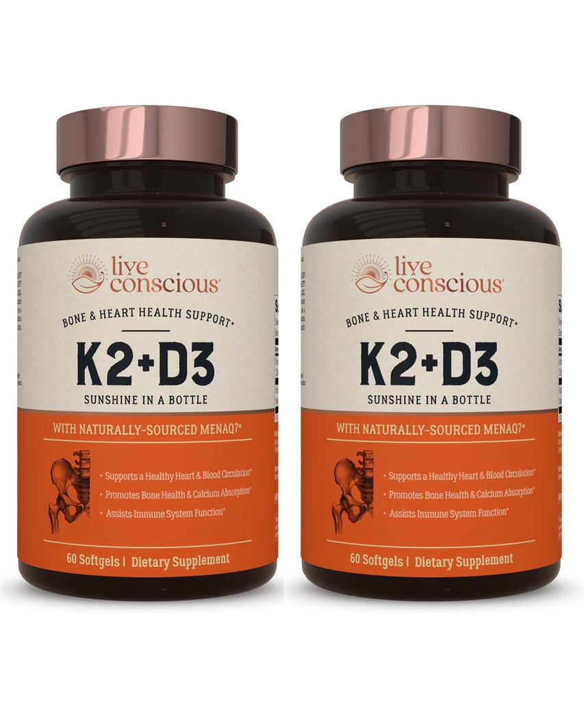Vitamin K2 MK7 dengan Tambahan D3: 124; Bone & Heart Health Support - Vitamin K & Vitamin D3 5000 IU (2- Pack)