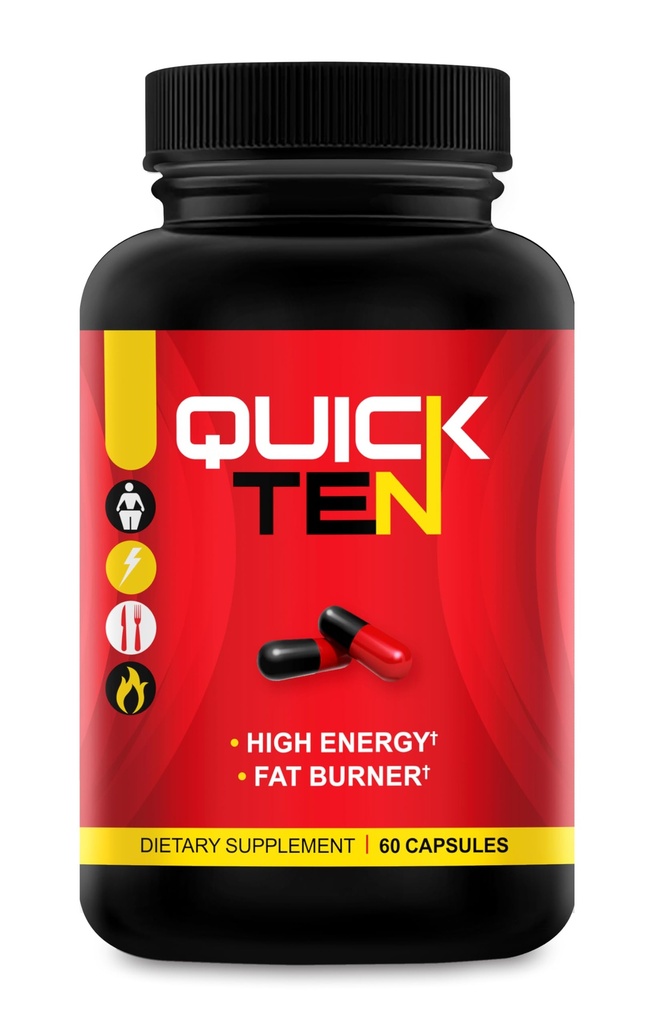 Quick Ten - Best Wheight Loss Pill - Natural Metabolism Booster, Appetite Suppresan, Fat Burner Pills - Premium Diet Pil untuk Perempuan dan Pria - Energi dan Campuran Fokus - 60 Capsules