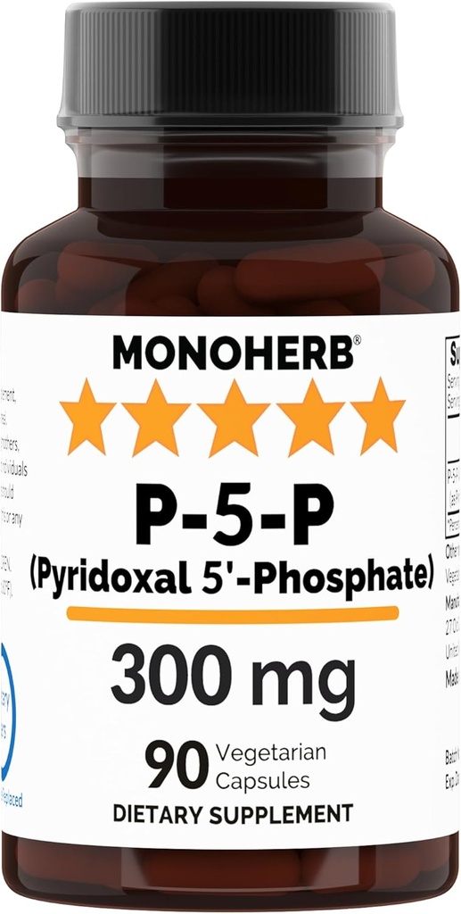 MONOHERB Pyridoxal 5-Fosfat 300 mg - 90 Vegetarian Capsules - P5P Aktif Vitamin B6 - Sangat Biotersedia