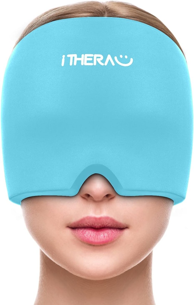 Cap Relief Migraine, Topi Sakit Kepala Soothing, Kepala Es Gel Berbungkus dengan Terapi Panas dan Dingin, Kapt Relief Sakit kepala untuk Sinus, Mata Puffy, Ketegangan dan Stress Relief Biru
