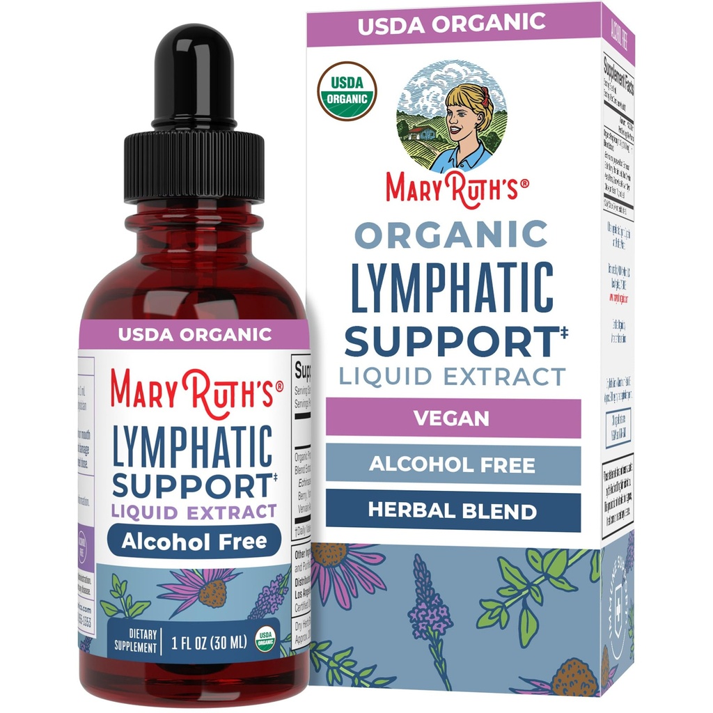 Dukungan Lymphatic Organik MaryRuth Lymphatic Drops: 124; USDA Organik Lymphatic Limune Suppport:
