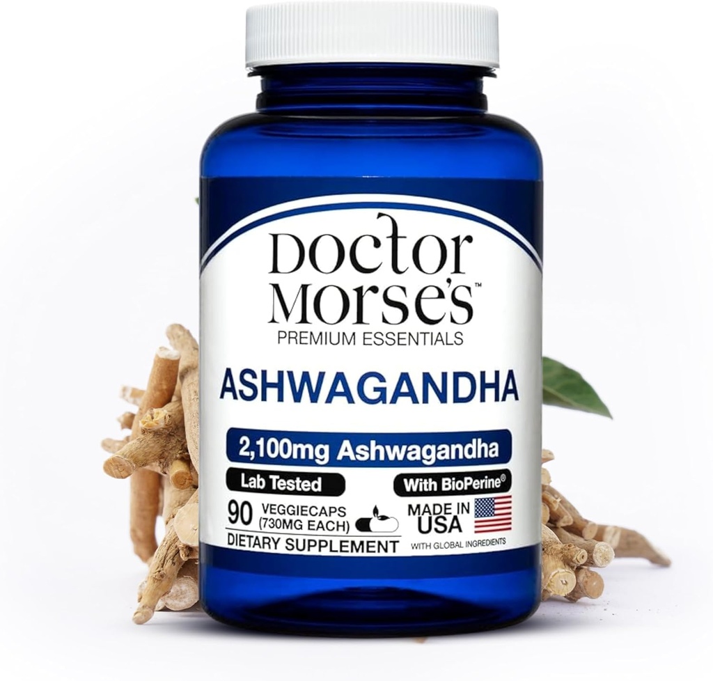 Ashwagandha 2100mg Tambahan, Murni Ashwagandha Powder dan Root Extract, Bioperine Black Pepper, dibuat dalam FDA-Terdaftar, NSF-Certified Fasilitas, Mendukung Levels Healthy, 90 Capsules