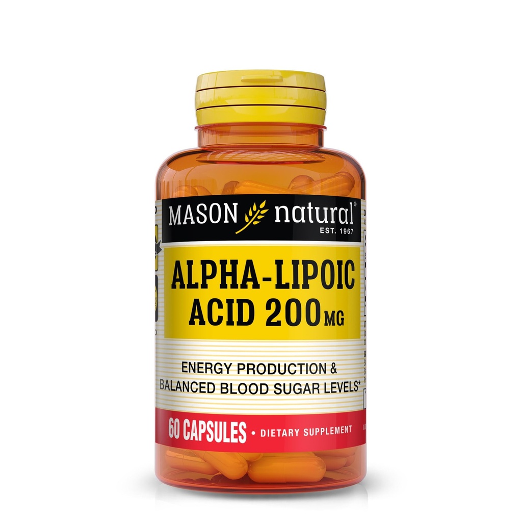 MASON NATURAL Alpha Lipoic Acid 200 mg, Mendukung Produksi Energi, Tambahan Dieter, 60 Kapsul