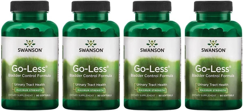 Swanson Go-Less Bladder Control Formula - Memroses Urinary Trakt Kesehatan dan Bladder Sehat Dukungan - Persediaan Alam untuk Dewasa dengan Ekstrak Benih Pumpkin - (90 Softgels) 4 Pack