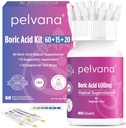 Pelvana Bioric Aciositor for Women 60 + 15 Applicators + 20 PH Test Strips = 95 Piece Kit for Vaginal Odor - Third- Party Lab Tested & Dibuat di USA