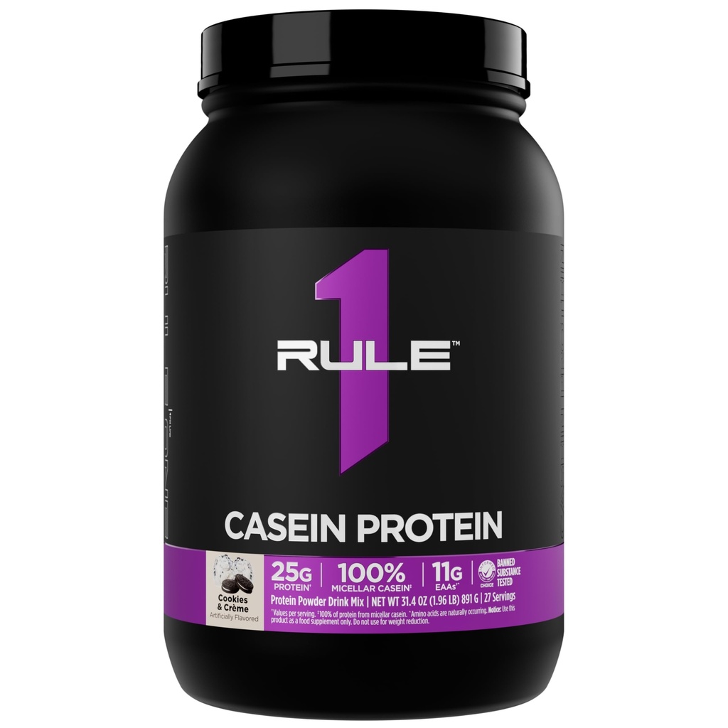 Aturan 1 Casein Protein - 25g Protein dan 11g EAS Per Serving dari Slow- Release Mideath Casein untuk Recovery Overnight dan Diterima Pengiriman Antara Meals (2 Pounds *, Cookies & Crème)