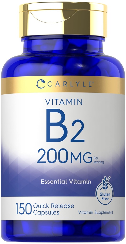 Carlyle Vitamin B-2 = 124; Riboflavin 124; 200mg 124; 150 Count 124; Vegetarian, Non-GMO & Gluten Free Escule Suplemen