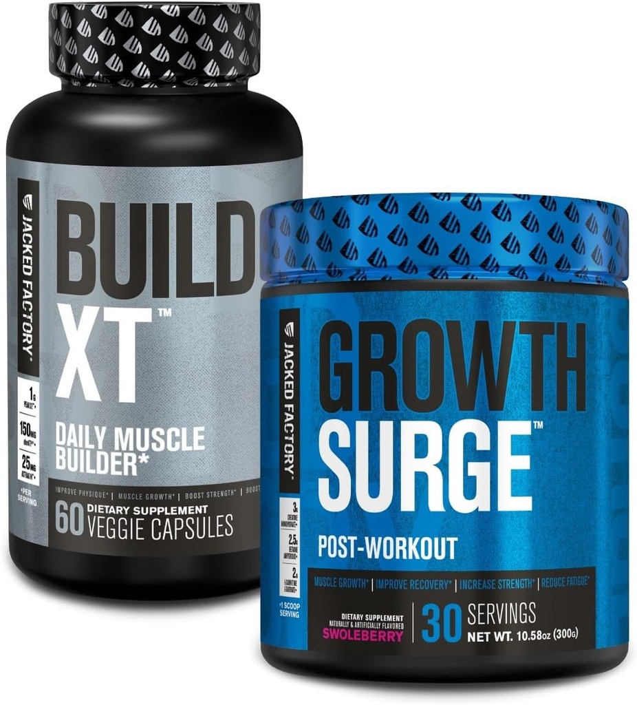 Jacked Factory Build- EXT Daily Muscle Builder Supplement, Growth Surge Post Workout Recovery & Muscle Growth