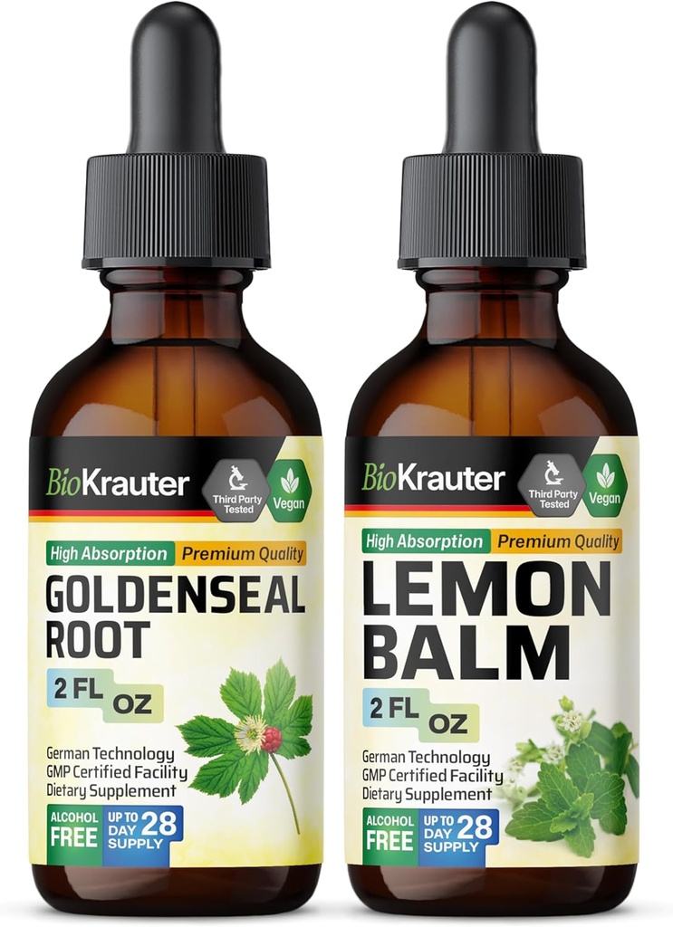 BIO KRAUTER Goldenseal Tacture 2 Fl Oz. & Lemon Balm Tincture 2 Fl.