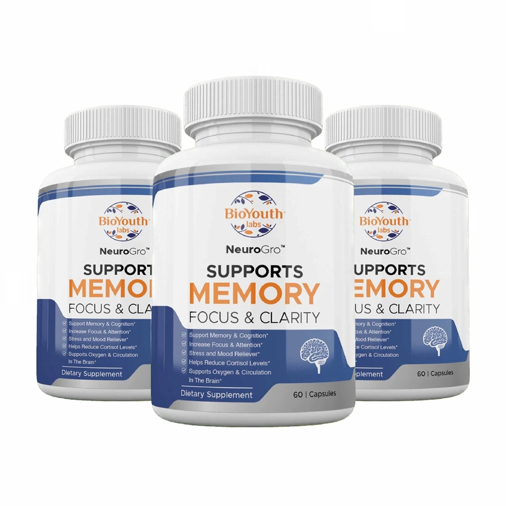 Lab Natural Brain Health Supplemen untuk orang dewasa, 180 Capsules - Nutrisi Blend dari Bacopa Monnieri, Ginkgo Biloba, Melissa Officinalis & Citicoine untuk Otak Fokus & Ingatan