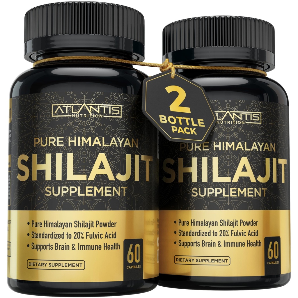 Atlantis Nutrition Himalaya Shilajit Capsules Formulasi dengan 20% Fulvic Acid 124; 10000MG Per Serving - 10: 1 Ekstraksi 14; USA Membuat 124; Himalaya Shilajit Tambahan untuk Pria & Perempuan 124; 120 Capsules