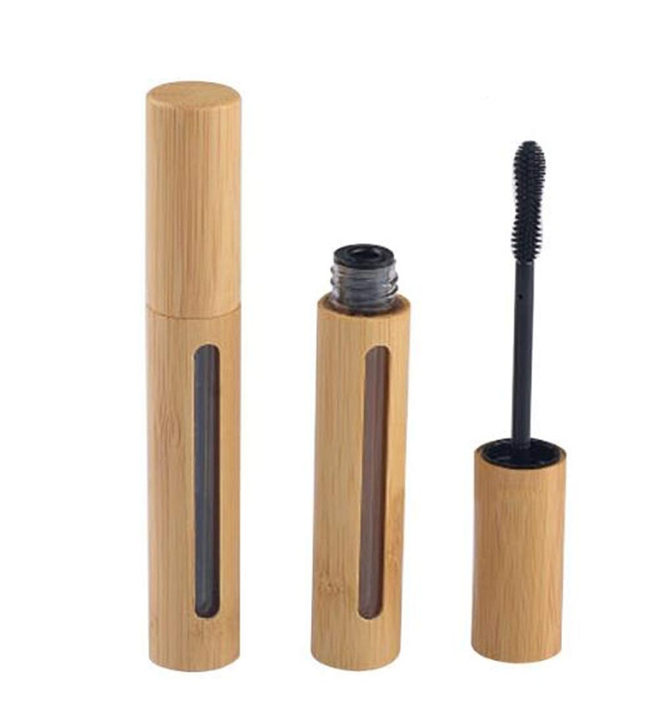 2 Pcs 6ML / 0.2OZ Refilable Kosong Eco-friendly Bambu Mascara Link dengan Eyelash Brush Kosmetic Makeup Vial Growth Dispenser Minyak Diy Beauty Tools