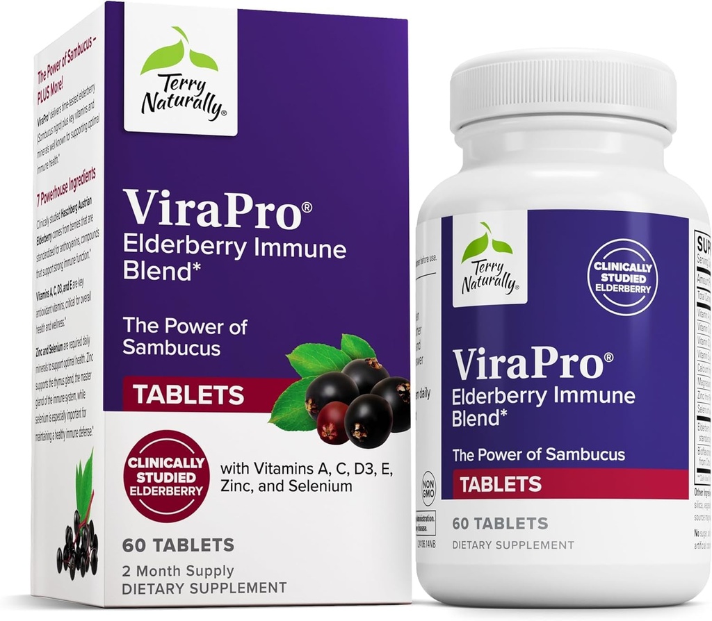 Terry Alamiah ViraPro - Tambahan dengan Herbal Blend untuk Dukungan Imune - Tambahan dengan Elderberry, Zinc & Selenium - Dukung Immune Response - 60 Tablet