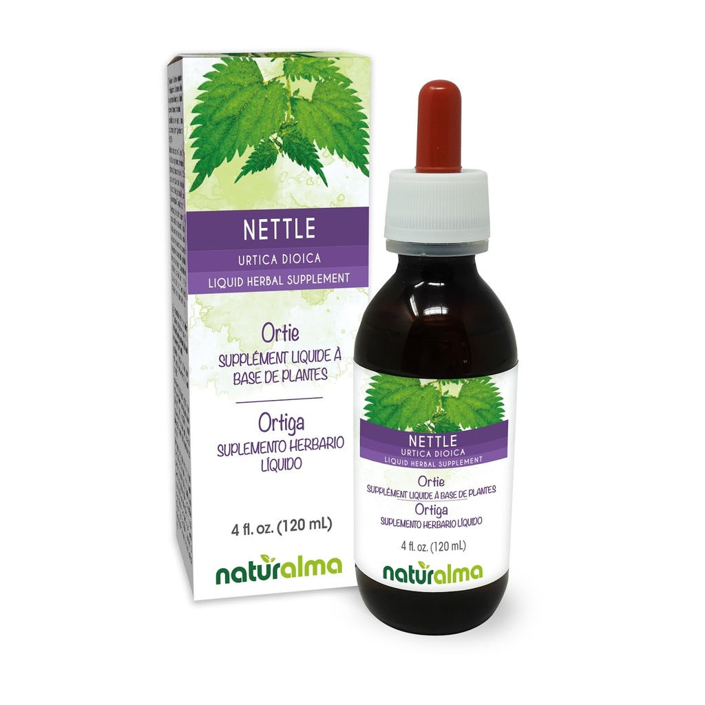 Econalma Nettle (Urtica dioica) Leaf and Root Alcohol- Free Tincture - 4 quid oz Liquid Extract in Drops - Herbal Supplemen - Vegan