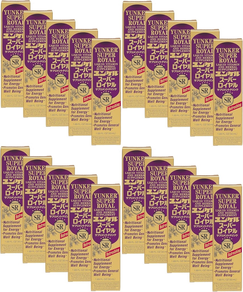 Super Royal, Limid Vitamin & Herbal Suplemen, Suplemen Herbal Herbal Energy Boost, Reduces Fisik Fatigue dan Tiredness, 1.69 Fl oz, Dibuat di Jepang (Paket 20)