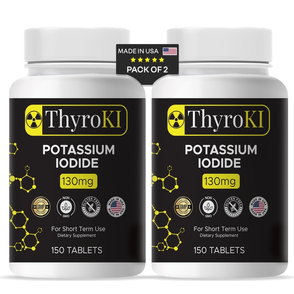 Potassium Iodide Tablet 130 mg - Thyroid & Respiratory - YODO Naciente KI Pills 124; Fast - Dissolve Suplemen Iodium Darurat 124; Non-GMO 124; Gluten Free Tablets 124; 300 Terbuat di AS 124; Paket 2
