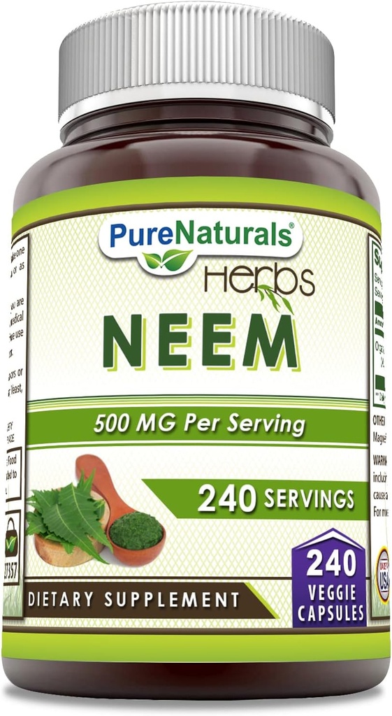 Murni Neem (Dibuat dengan Natural Neem Leaf) £124; 500 Mg per Serving 240 Vevgie Capsules Suplement; Non-GMO 124; Gluten Free 124; Made in USA 124; saya berurusan dengan Vegegarian