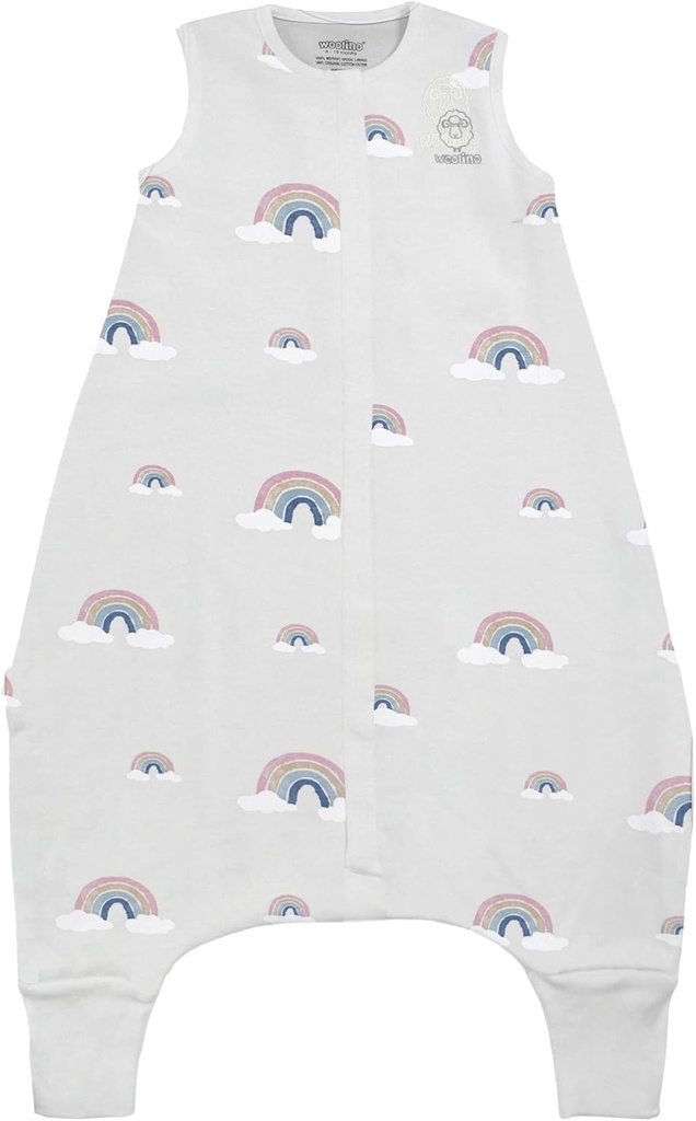 Woolino 4 Musim Bayi Tidur Tas dengan kaki, Merino Wool dan Organik Cotton Walker Tidur Sack, Toddler Sleep Bag, 18- 36m, Rainbow