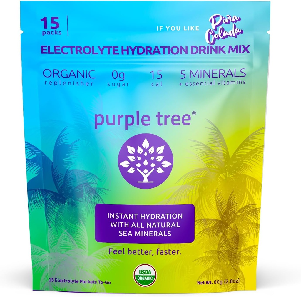 Pina Colada Flavor, Sugar- Free Liquid Hidration Sticks for Rapid Rehydration, Daily Electrolite Drink Mix for Dehydration Relief, 15 ToGo Packs
