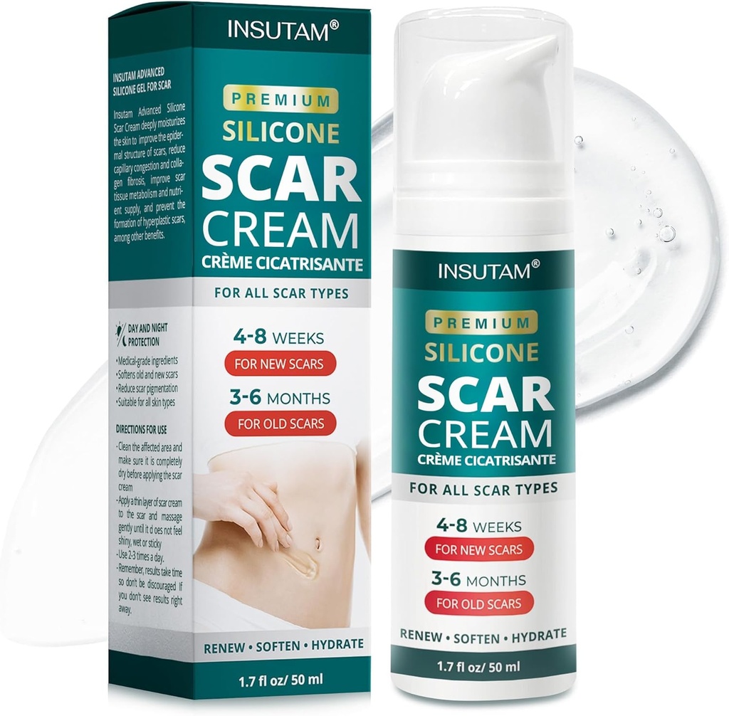 Silicone Scar Gel for Skin Scar: Scar Removal Gel 1.7 Oz (50 G) - Bagi Pria dan Wanita Berusia 20- 45 yang Diganggu Oleh Scars - mengurangi Scar Disebabkan Dengan Pembedahan, Burns, Atau Scalds - Gunakan Hari 124; Malam